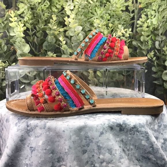 Massini Multimedia Embellished Strappy Toe Loop Sandals Women’s 7M☀️Like NEW☀️ - Picture 6 of 9